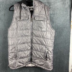 Ecko Unlimited Men’s Gray Quilted Hooded Puffer Vest Sz S
